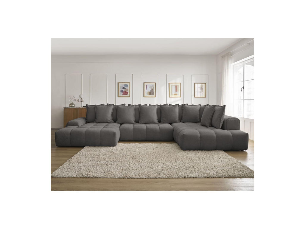 Everest - Panoramic Convertible Storage Sofa - Textured Fabric - Left-Hand Corner - 14 Cushions