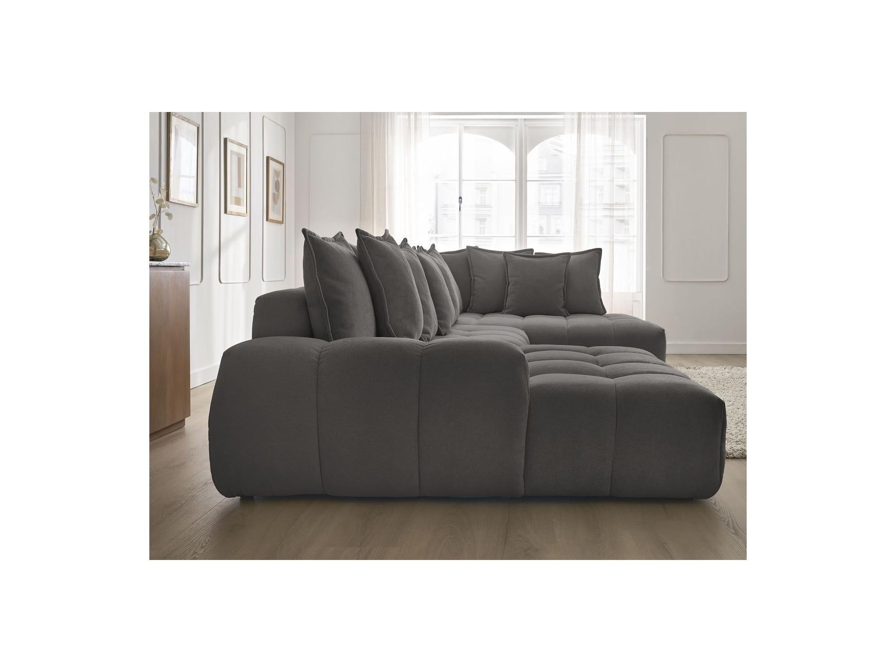 Everest - Panoramic Convertible Storage Sofa - Textured Fabric - Left-Hand Corner - 14 Cushions