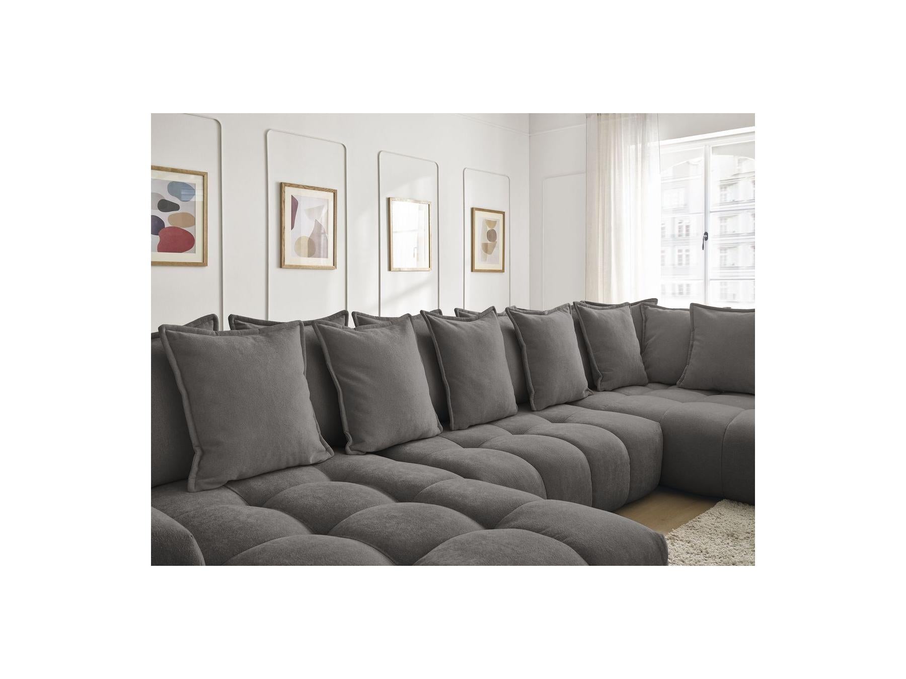 Everest - Panoramic Convertible Storage Sofa - Textured Fabric - Left-Hand Corner - 14 Cushions