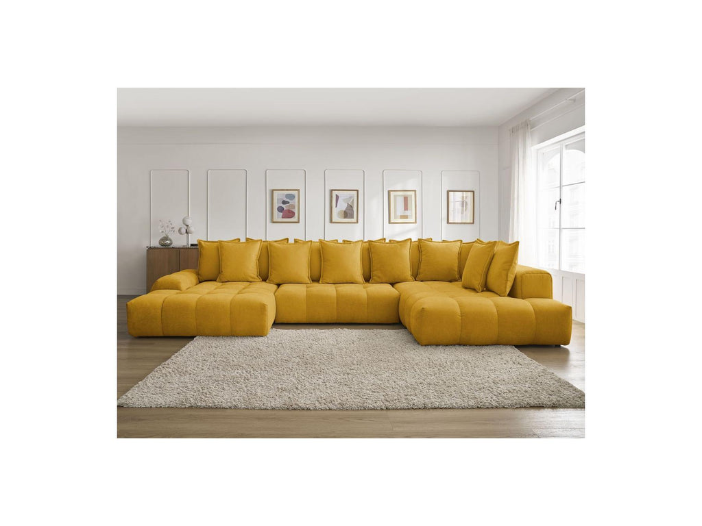 Everest - Panoramic Convertible Storage Sofa - Textured Fabric - Left-Hand Corner - 14 Cushions