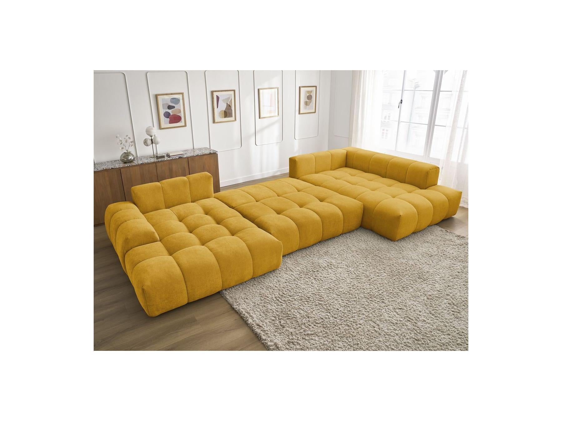 Everest - Panoramic Convertible Storage Sofa - Textured Fabric - Left-Hand Corner - 14 Cushions