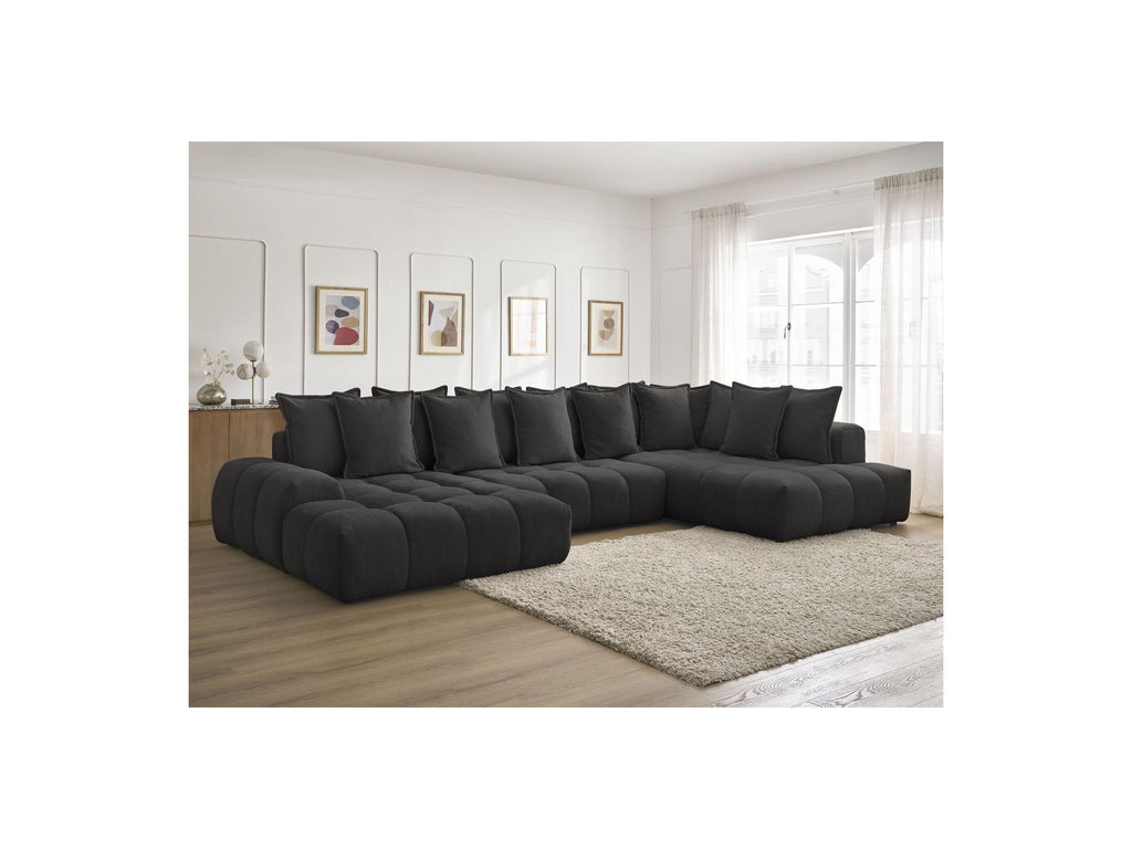 Everest - Panoramic Convertible Storage Sofa - Textured Fabric - Left-Hand Corner - 14 Cushions