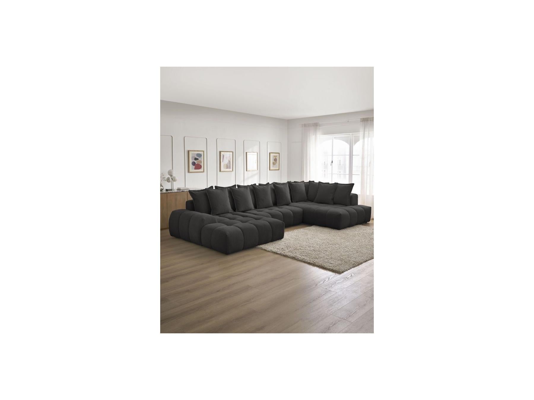 Everest - Panoramic Convertible Storage Sofa - Textured Fabric - Left-Hand Corner - 14 Cushions