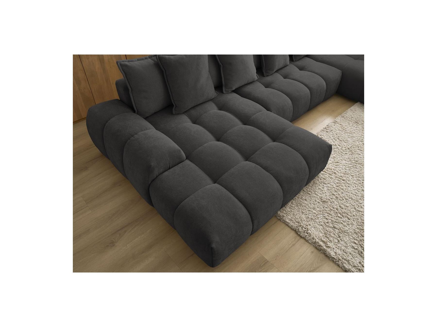Everest - Panoramic Convertible Storage Sofa - Textured Fabric - Left-Hand Corner - 14 Cushions