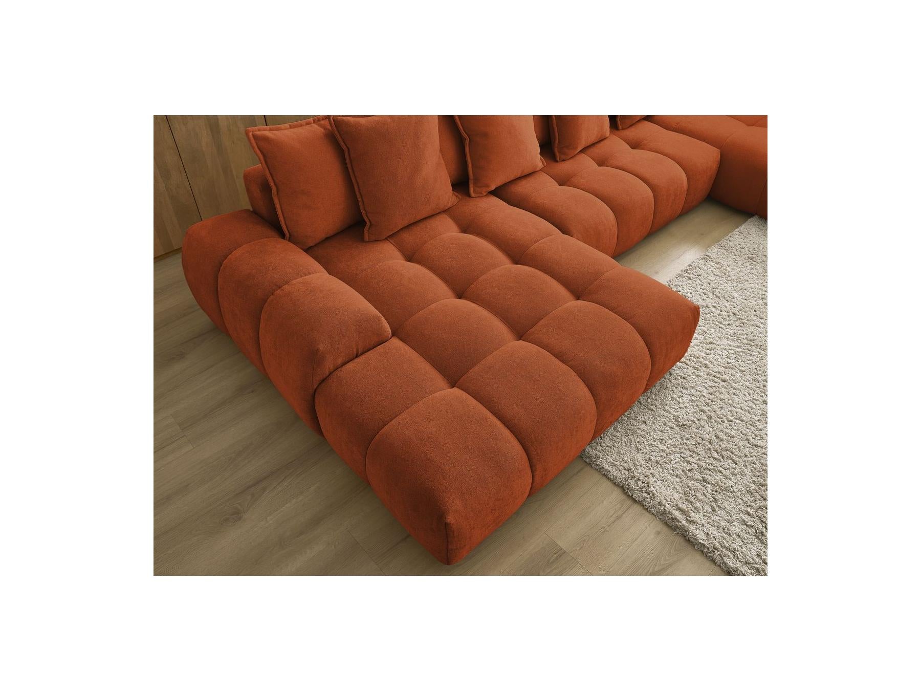 Everest - Panoramic Convertible Storage Sofa - Textured Fabric - Left-Hand Corner - 14 Cushions