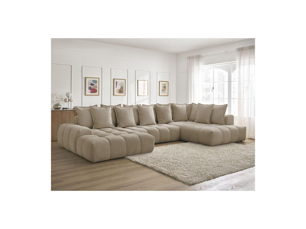Everest - Panoramic Convertible Storage Sofa - Textured Fabric - Left-Hand Corner - 14 Cushions