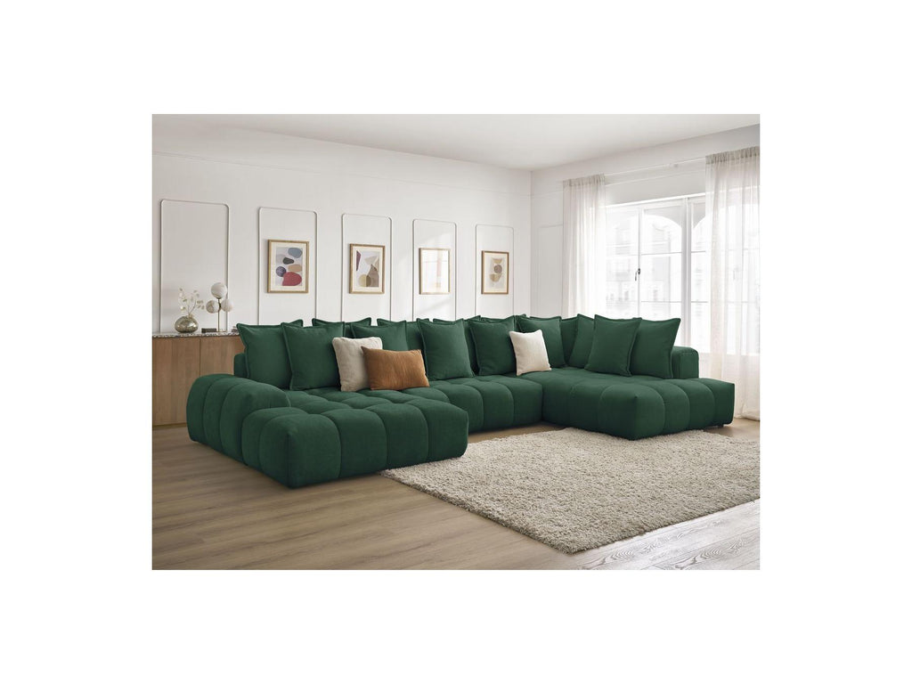 Everest - Panoramic Convertible Storage Sofa - Textured Fabric - Left-Hand Corner - 14 Cushions