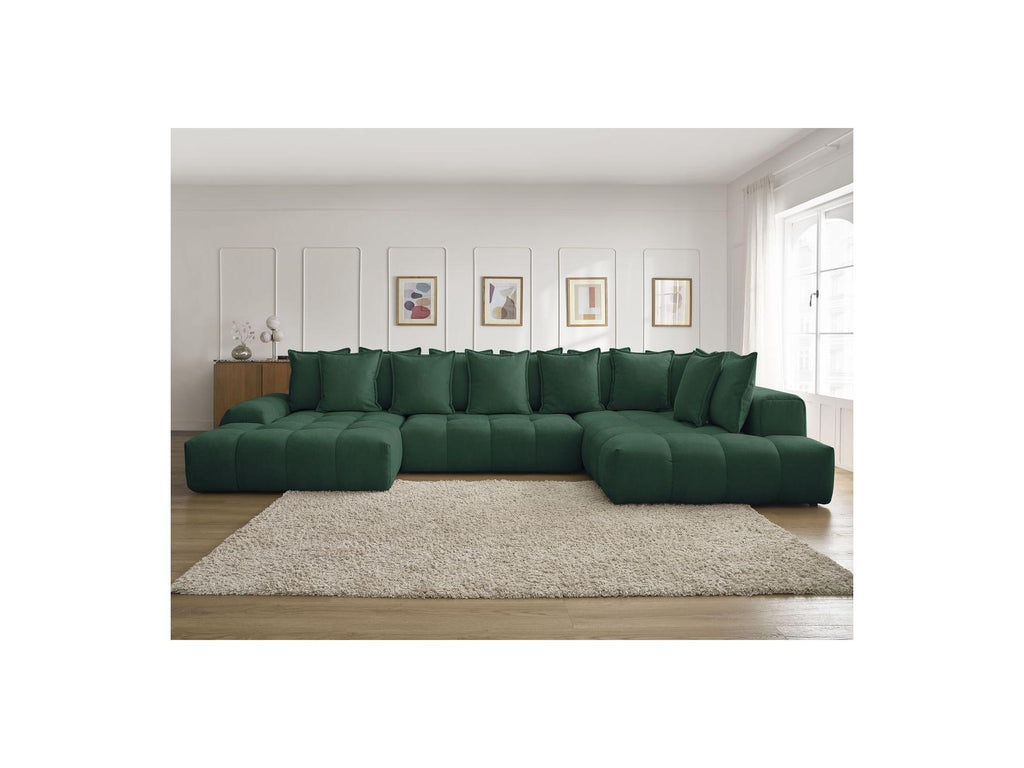 Everest - Panoramic Convertible Storage Sofa - Textured Fabric - Left-Hand Corner - 14 Cushions