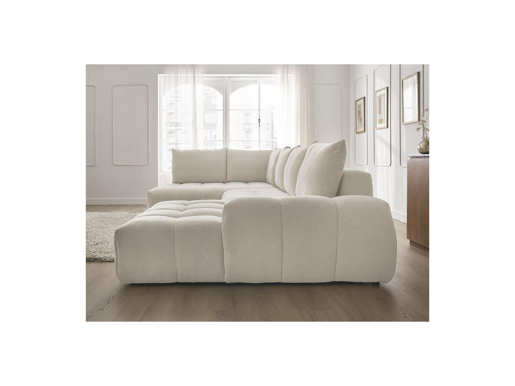 Everest - Panoramic Sofa Bed with Storage - Textured Fabric - Right-Hand Corner - 6 Cushions