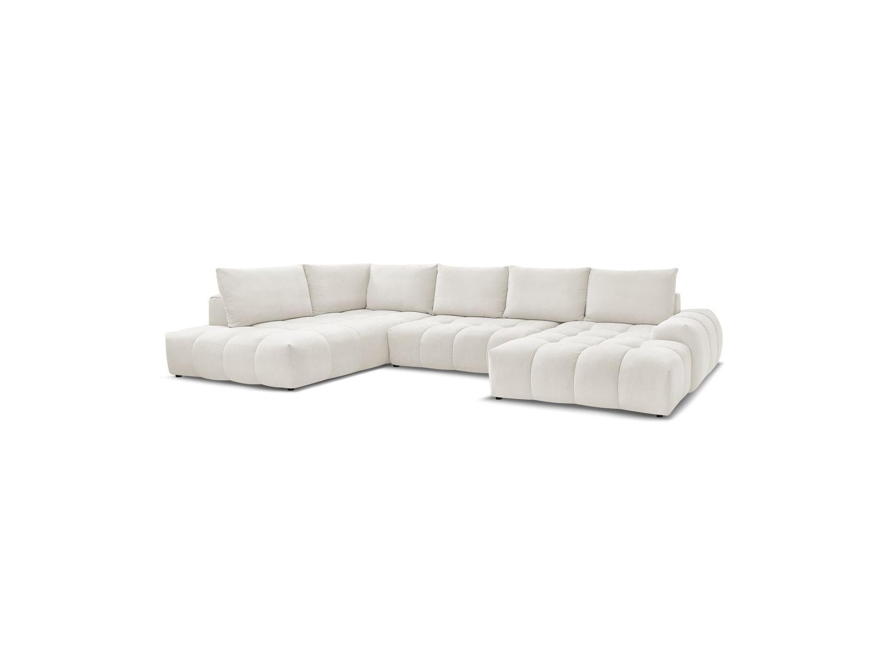 Everest - Panoramic Sofa Bed with Storage - Textured Fabric - Right-Hand Corner - 6 Cushions
