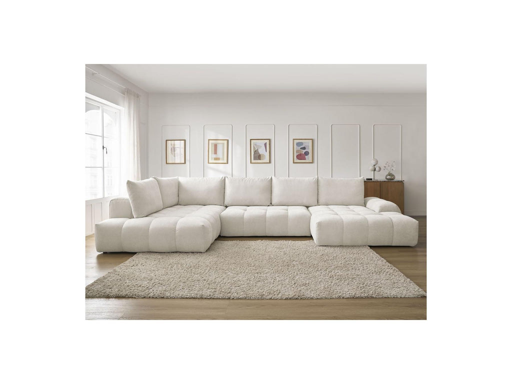 Everest - Panoramic Sofa Bed with Storage - Textured Fabric - Right-Hand Corner - 6 Cushions
