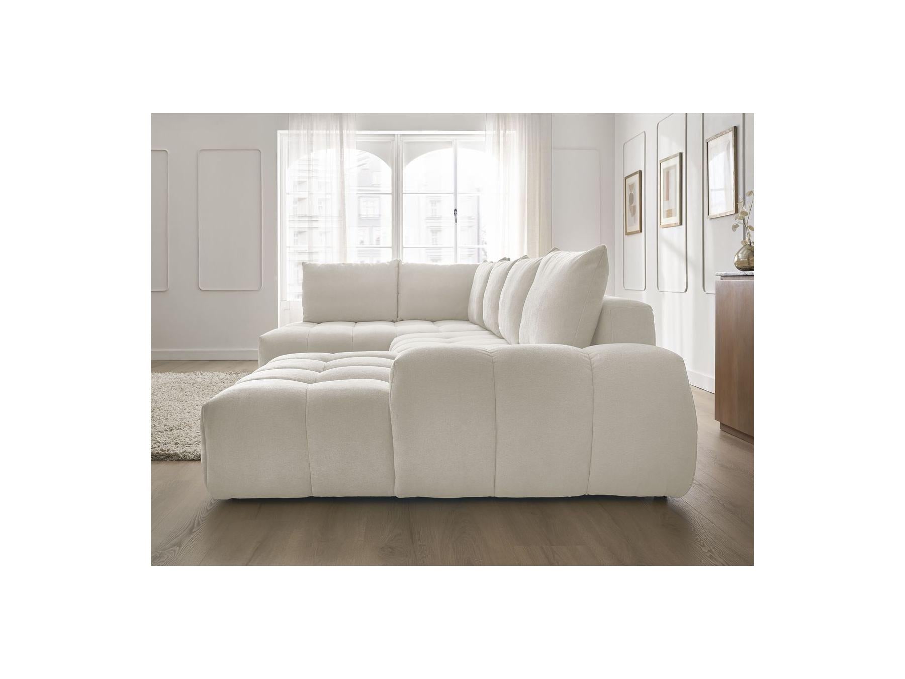 Everest - Panoramic Sofa Bed with Storage - Textured Fabric - Right-Hand Corner - 6 Cushions