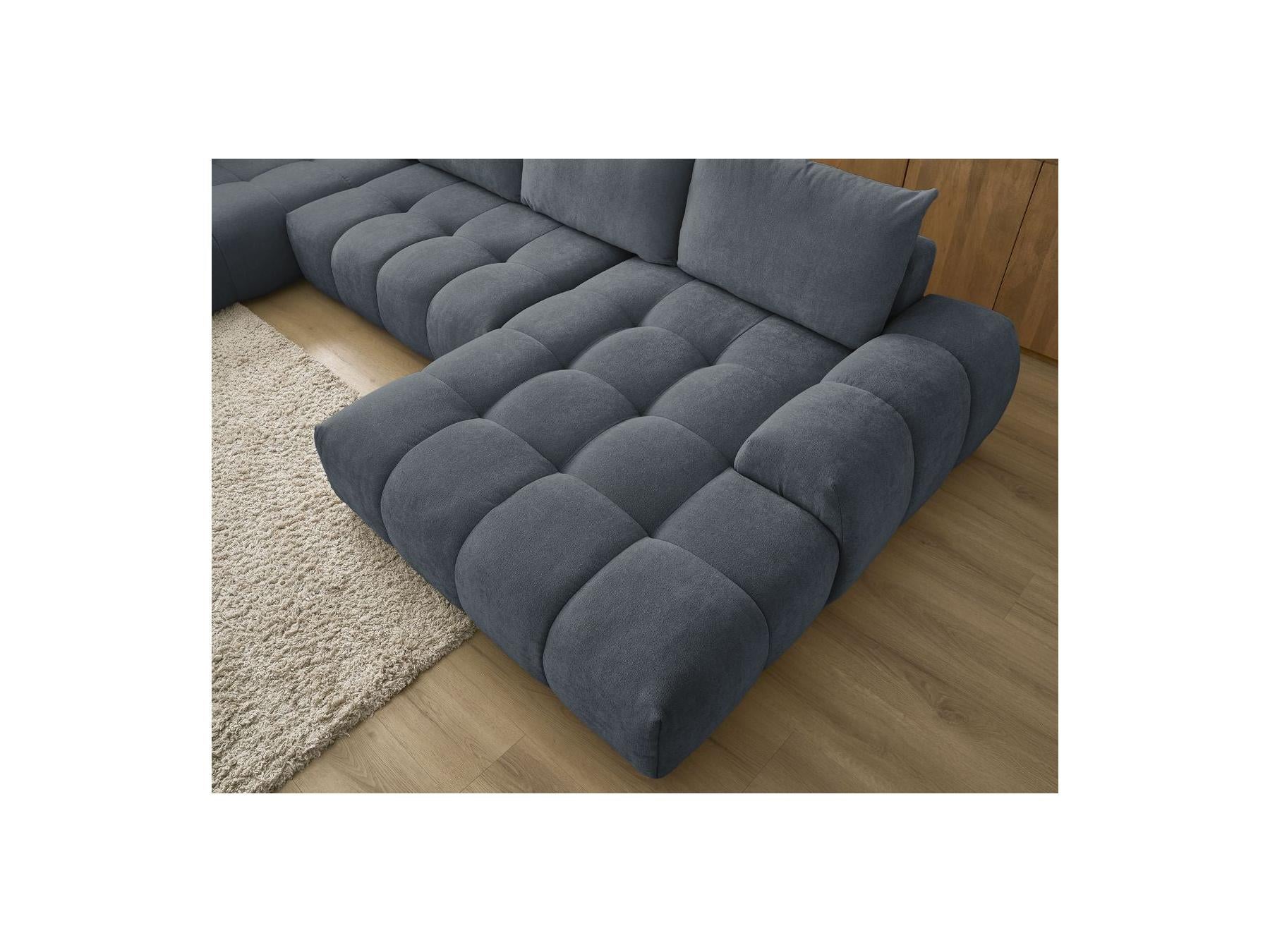 Everest - Panoramic Sofa Bed with Storage - Textured Fabric - Right-Hand Corner - 6 Cushions