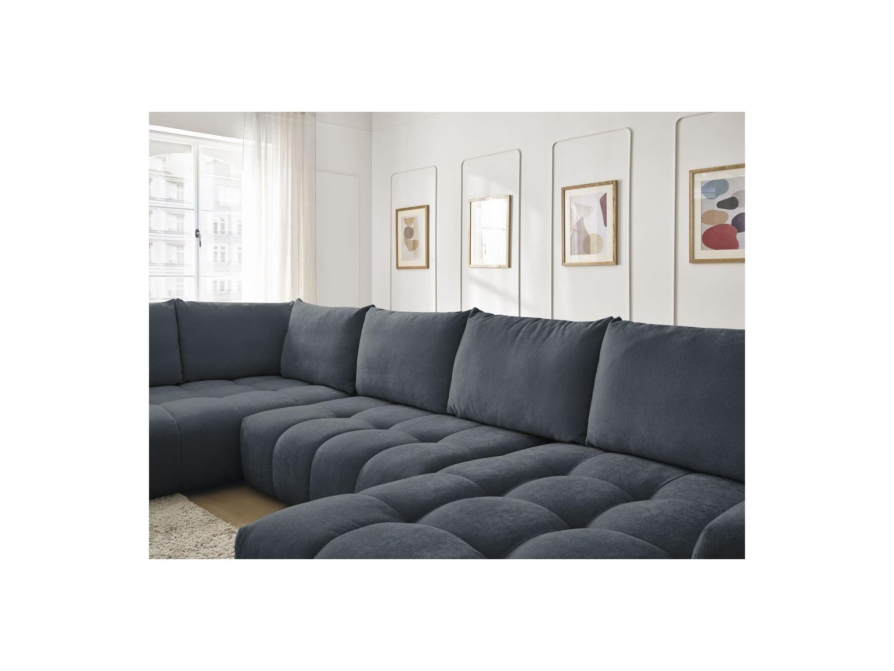 Everest - Panoramic Sofa Bed with Storage - Textured Fabric - Right-Hand Corner - 6 Cushions