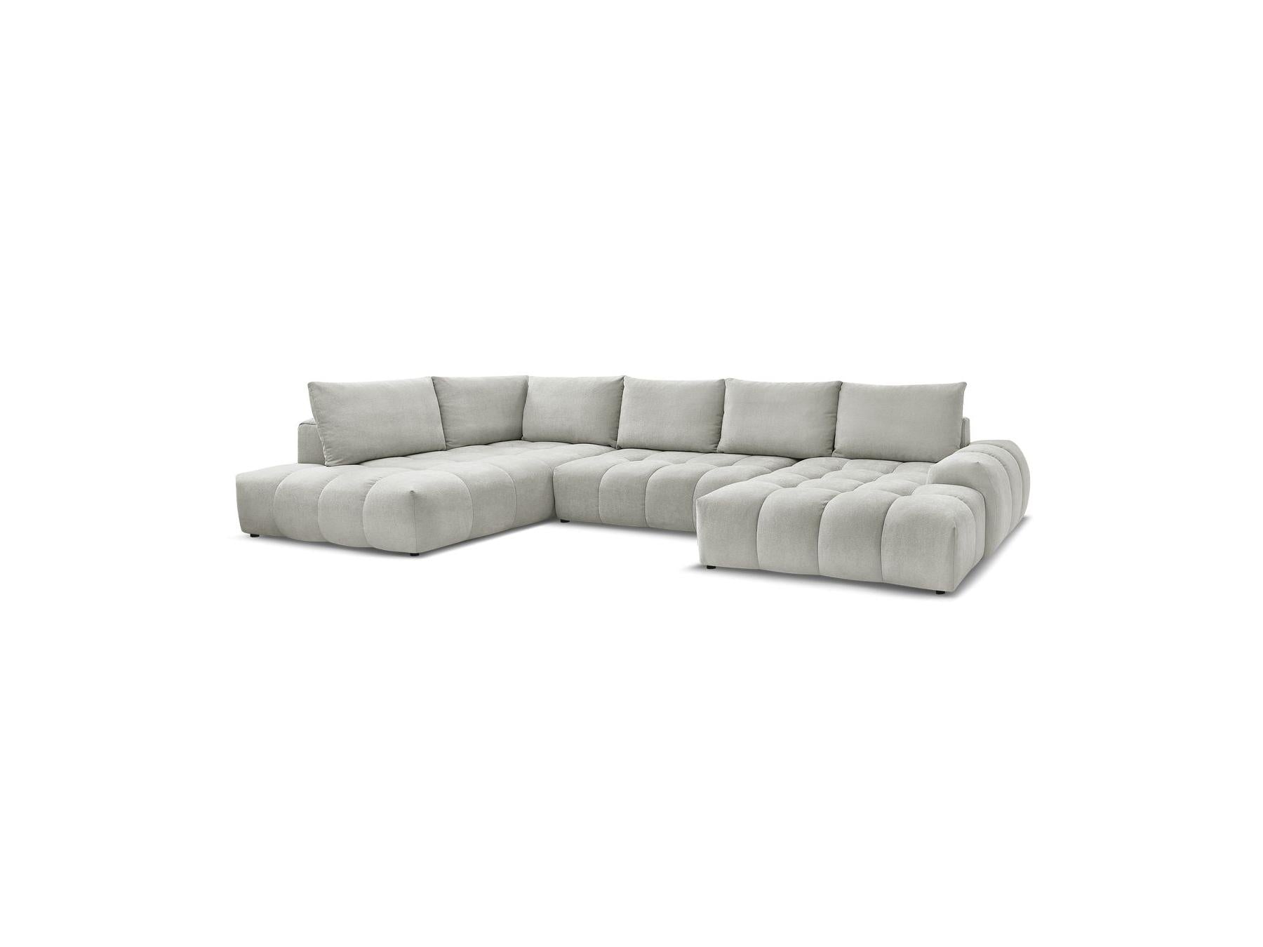 Everest - Panoramic Sofa Bed with Storage - Textured Fabric - Right-Hand Corner - 6 Cushions