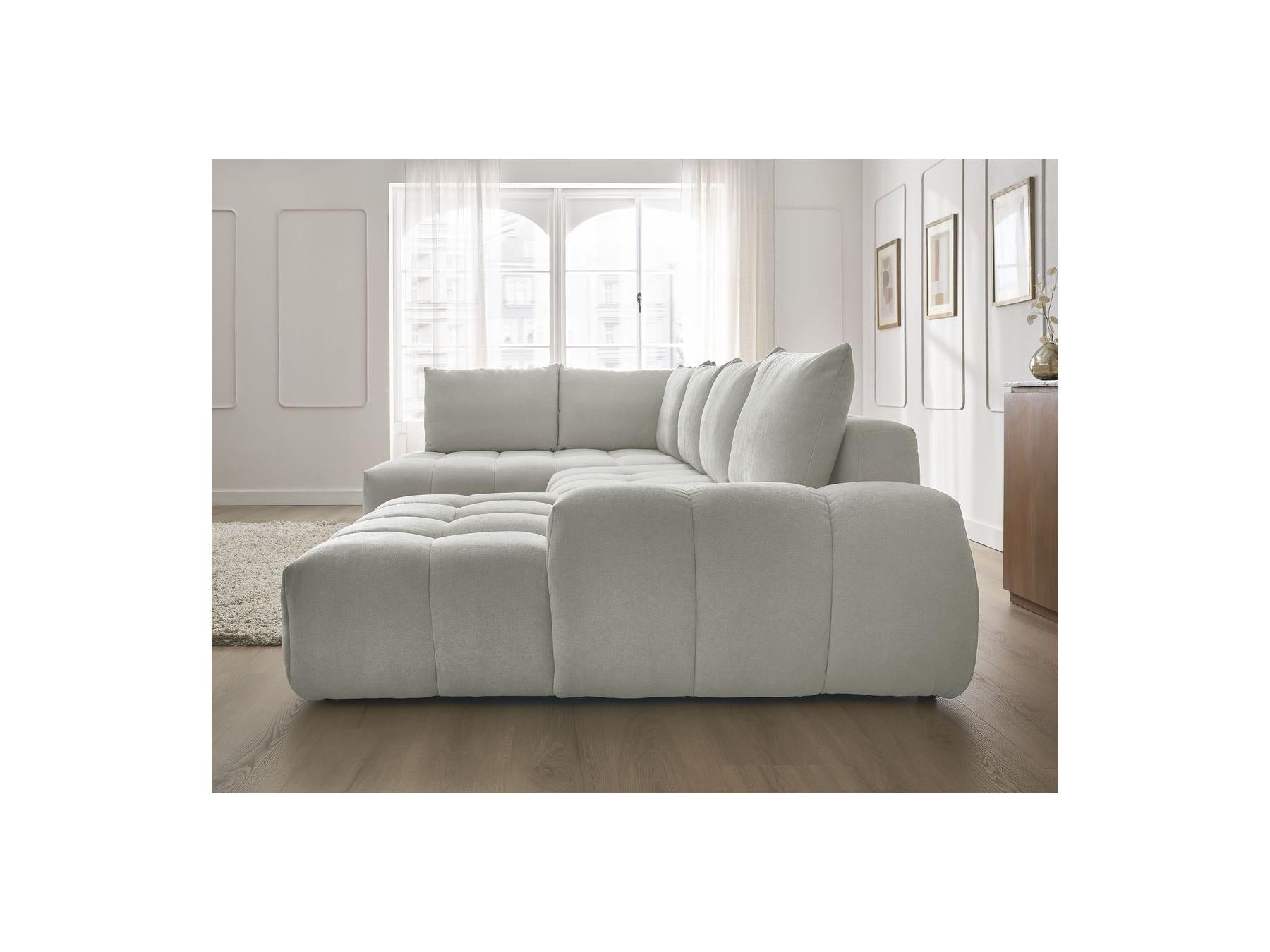Everest - Panoramic Sofa Bed with Storage - Textured Fabric - Right-Hand Corner - 6 Cushions