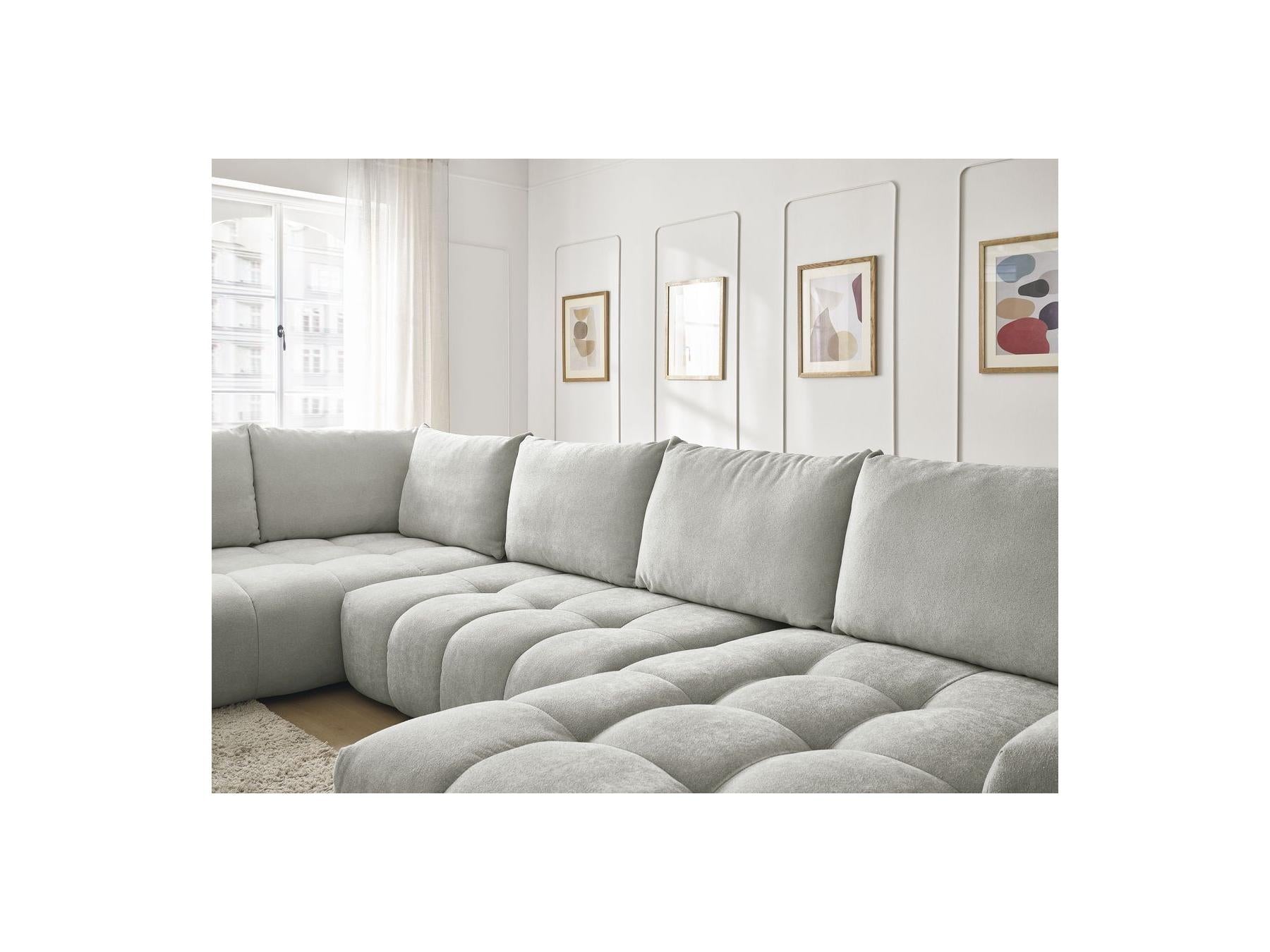 Everest - Panoramic Sofa Bed with Storage - Textured Fabric - Right-Hand Corner - 6 Cushions