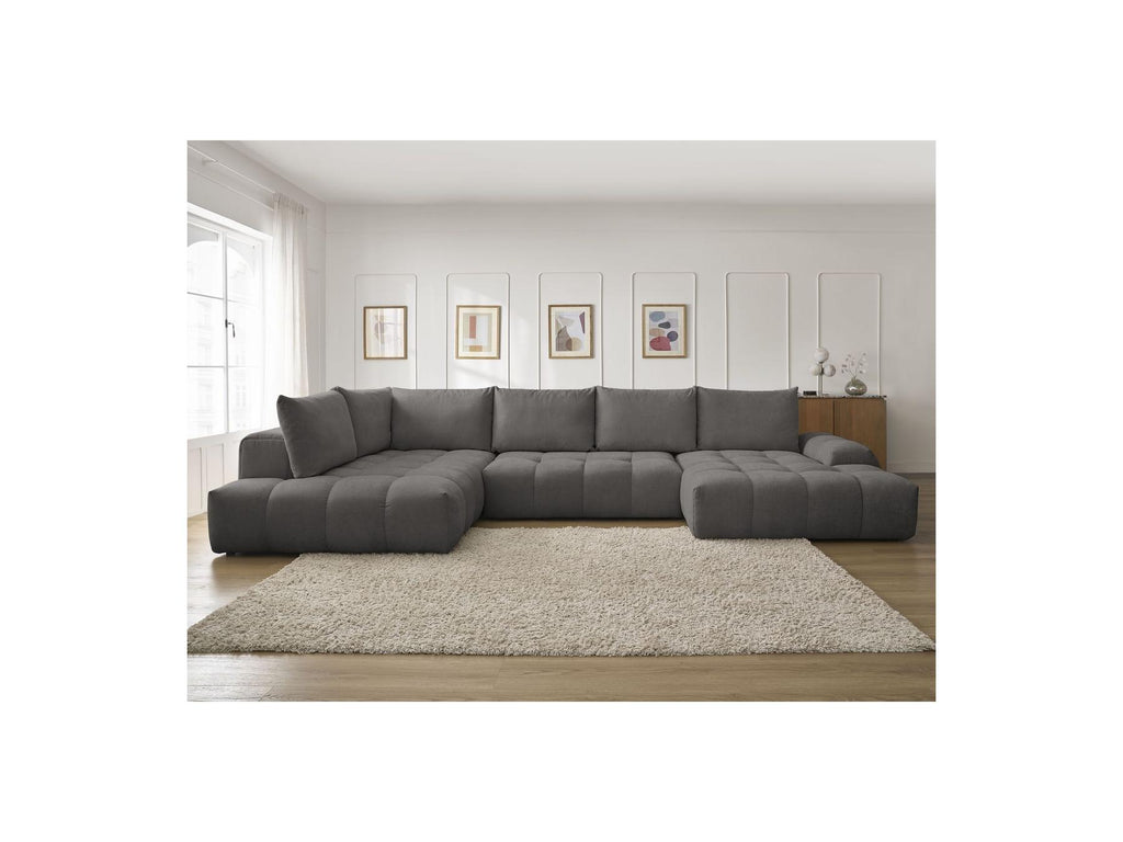 Everest - Panoramic Sofa Bed with Storage - Textured Fabric - Right-Hand Corner - 6 Cushions