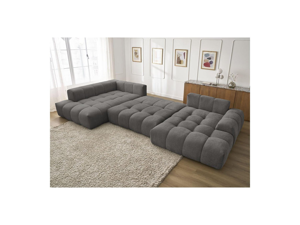 Everest - Panoramic Sofa Bed with Storage - Textured Fabric - Right-Hand Corner - 6 Cushions