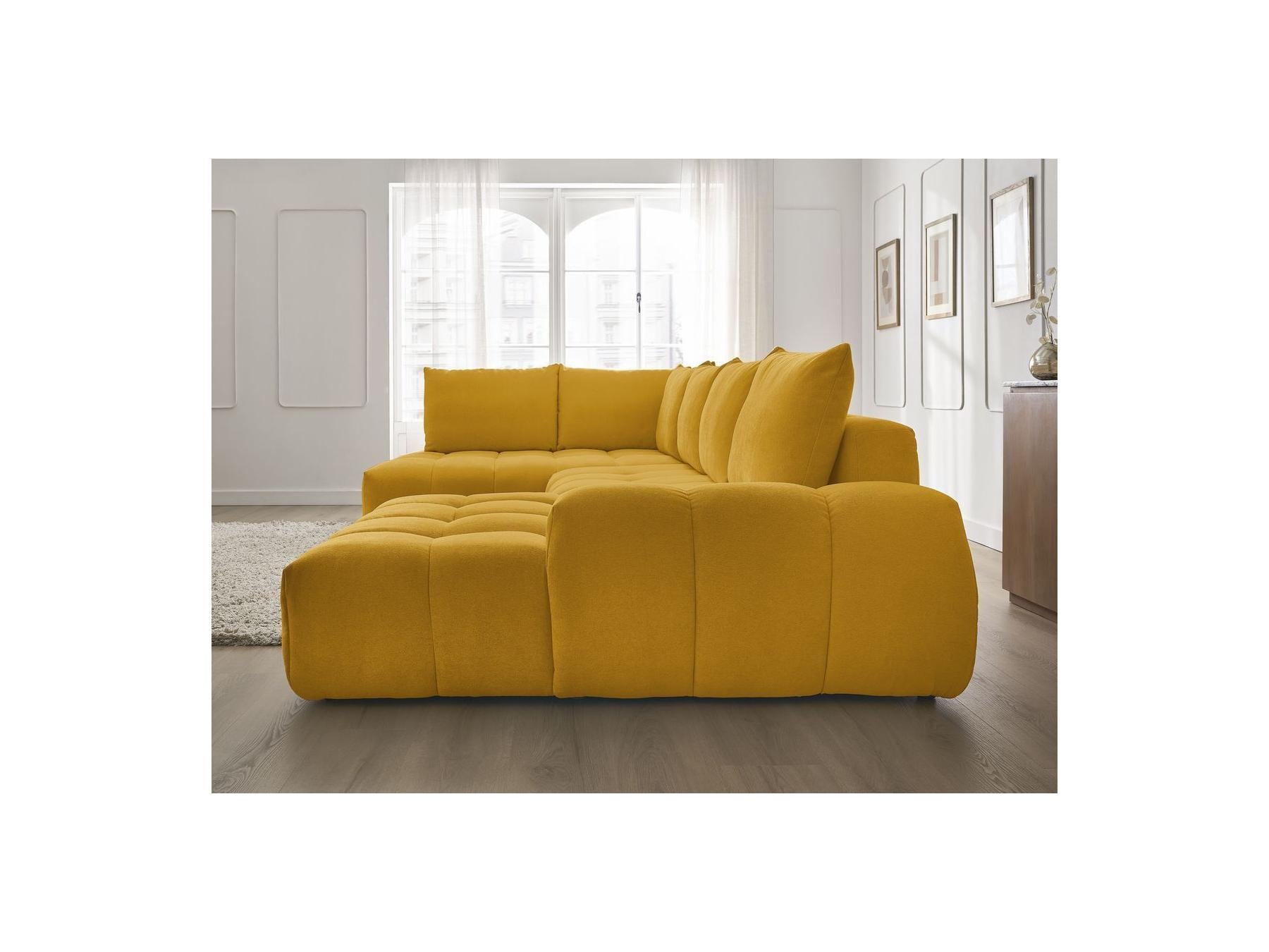 Everest - Panoramic Sofa Bed with Storage - Textured Fabric - Right-Hand Corner - 6 Cushions