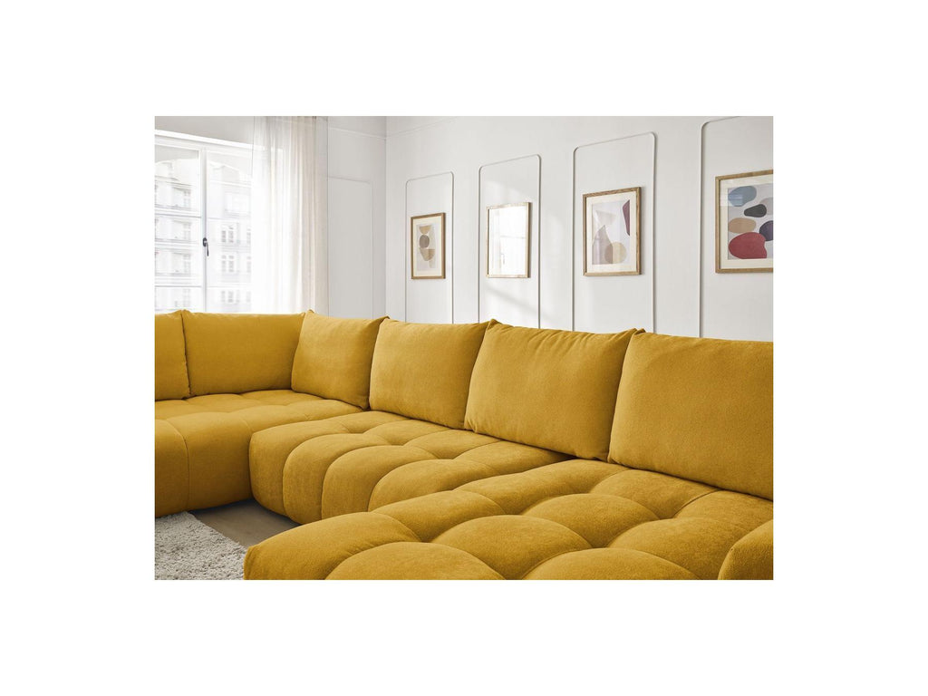 Everest - Panoramic Sofa Bed with Storage - Textured Fabric - Right-Hand Corner - 6 Cushions