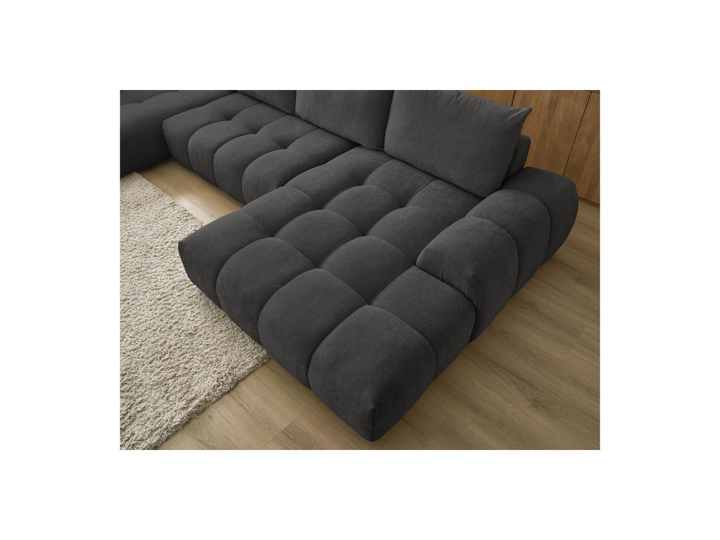 Everest - Panoramic Sofa Bed with Storage - Textured Fabric - Right-Hand Corner - 6 Cushions