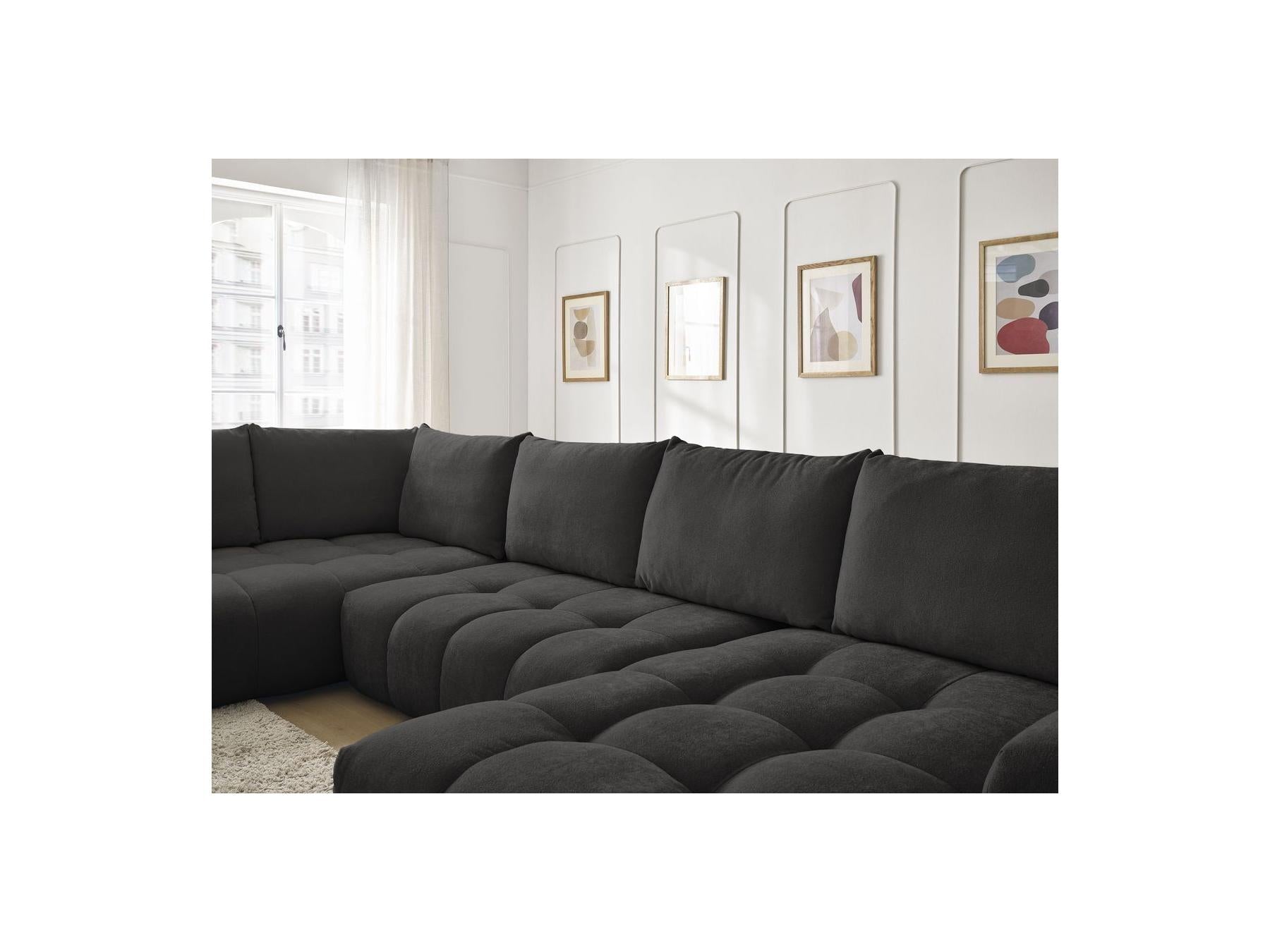 Everest - Panoramic Sofa Bed with Storage - Textured Fabric - Right-Hand Corner - 6 Cushions