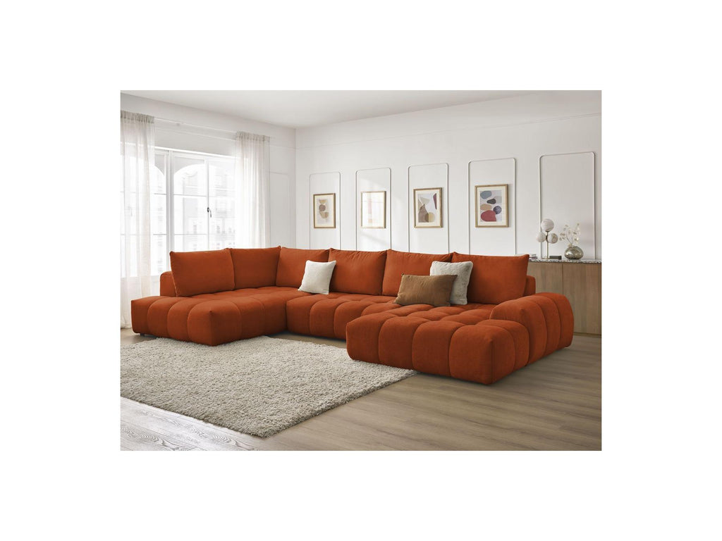 Everest - Panoramic Sofa Bed with Storage - Textured Fabric - Right-Hand Corner - 6 Cushions