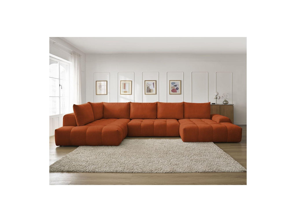 Everest - Panoramic Sofa Bed with Storage - Textured Fabric - Right-Hand Corner - 6 Cushions