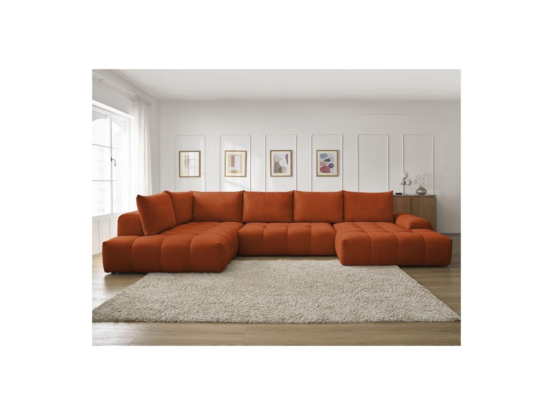 Everest - Panoramic Sofa Bed with Storage - Textured Fabric - Right-Hand Corner - 6 Cushions