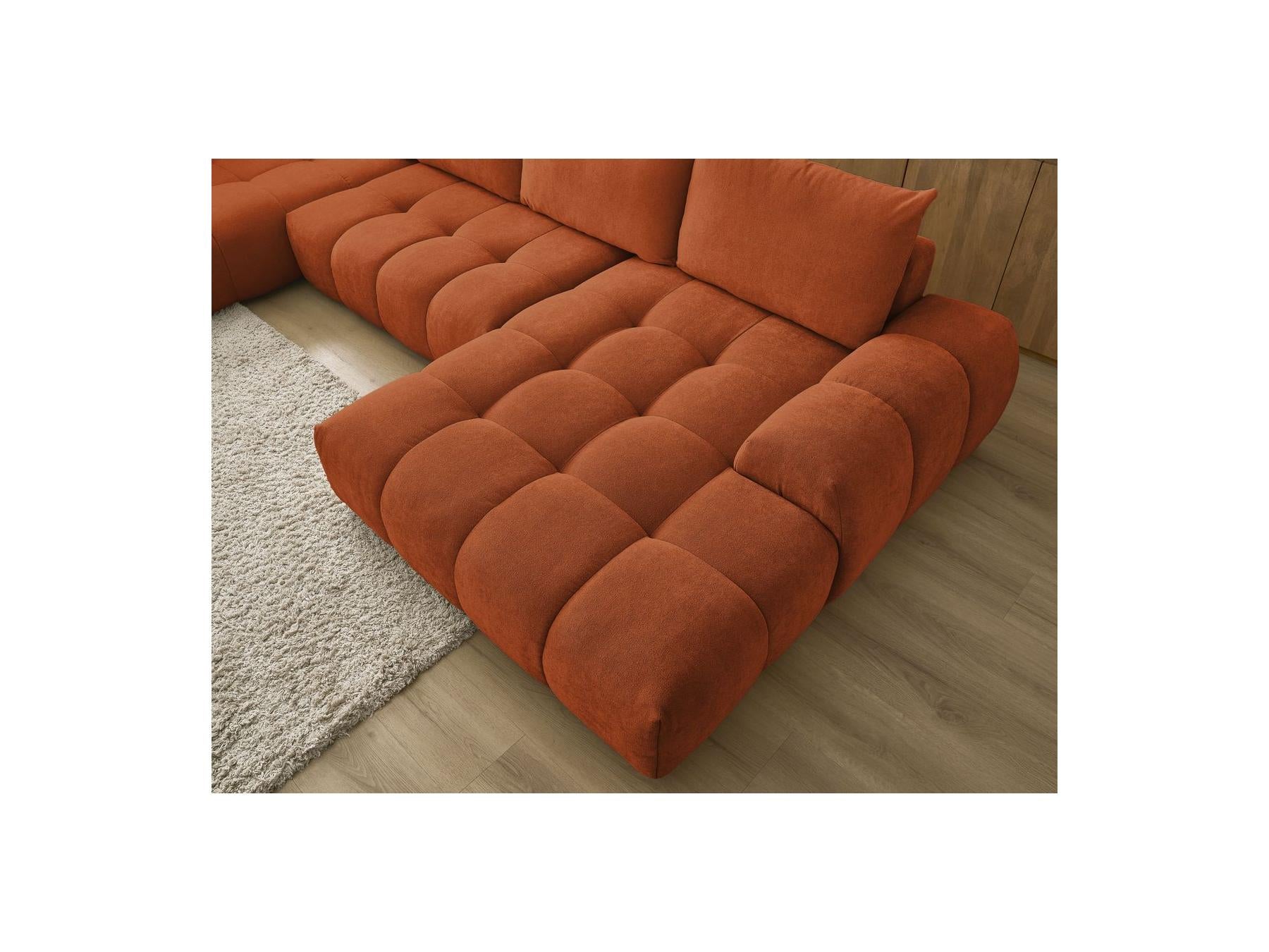 Everest - Panoramic Sofa Bed with Storage - Textured Fabric - Right-Hand Corner - 6 Cushions