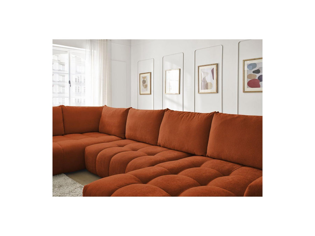 Everest - Panoramic Sofa Bed with Storage - Textured Fabric - Right-Hand Corner - 6 Cushions