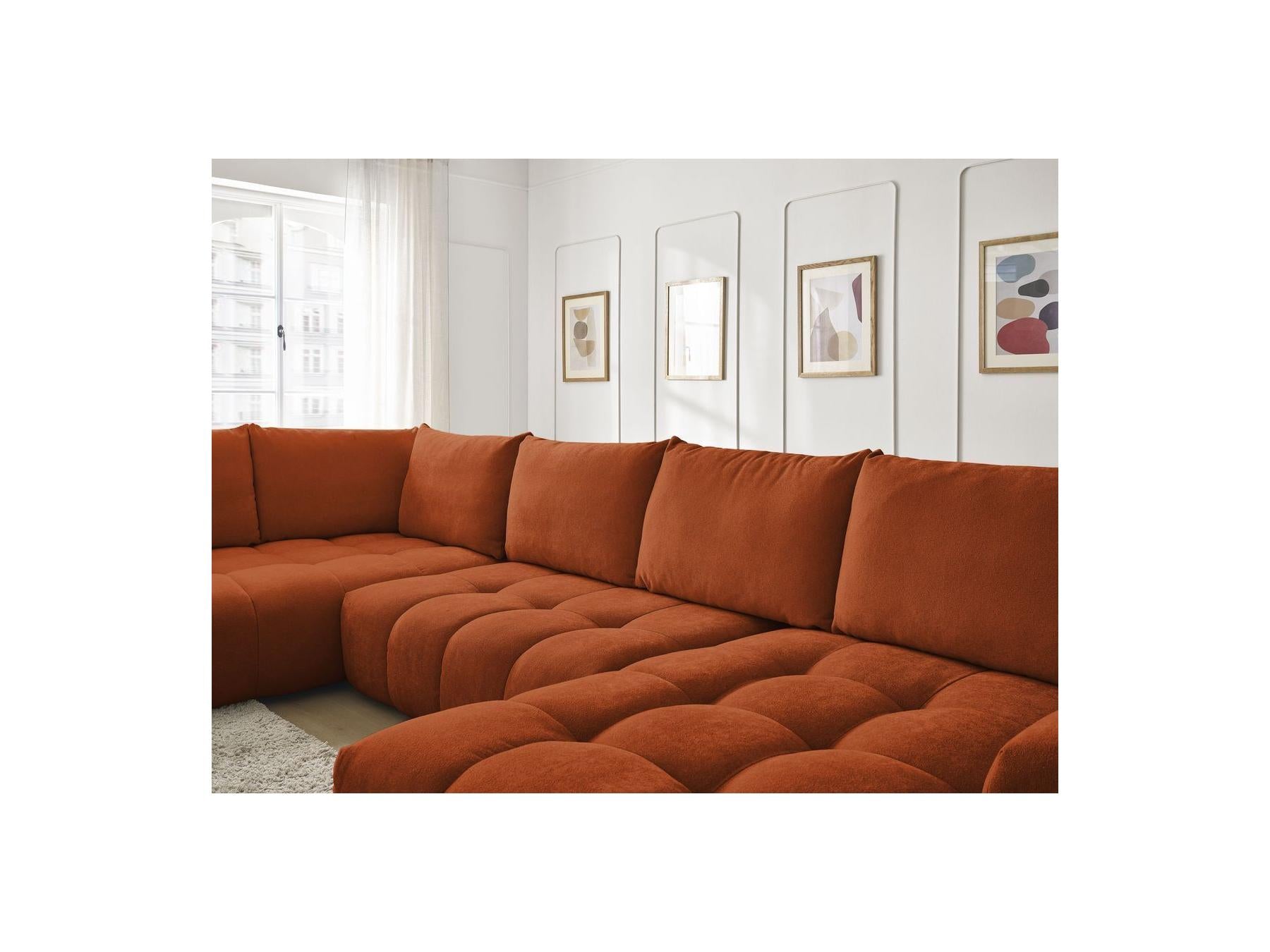 Everest - Panoramic Sofa Bed with Storage - Textured Fabric - Right-Hand Corner - 6 Cushions