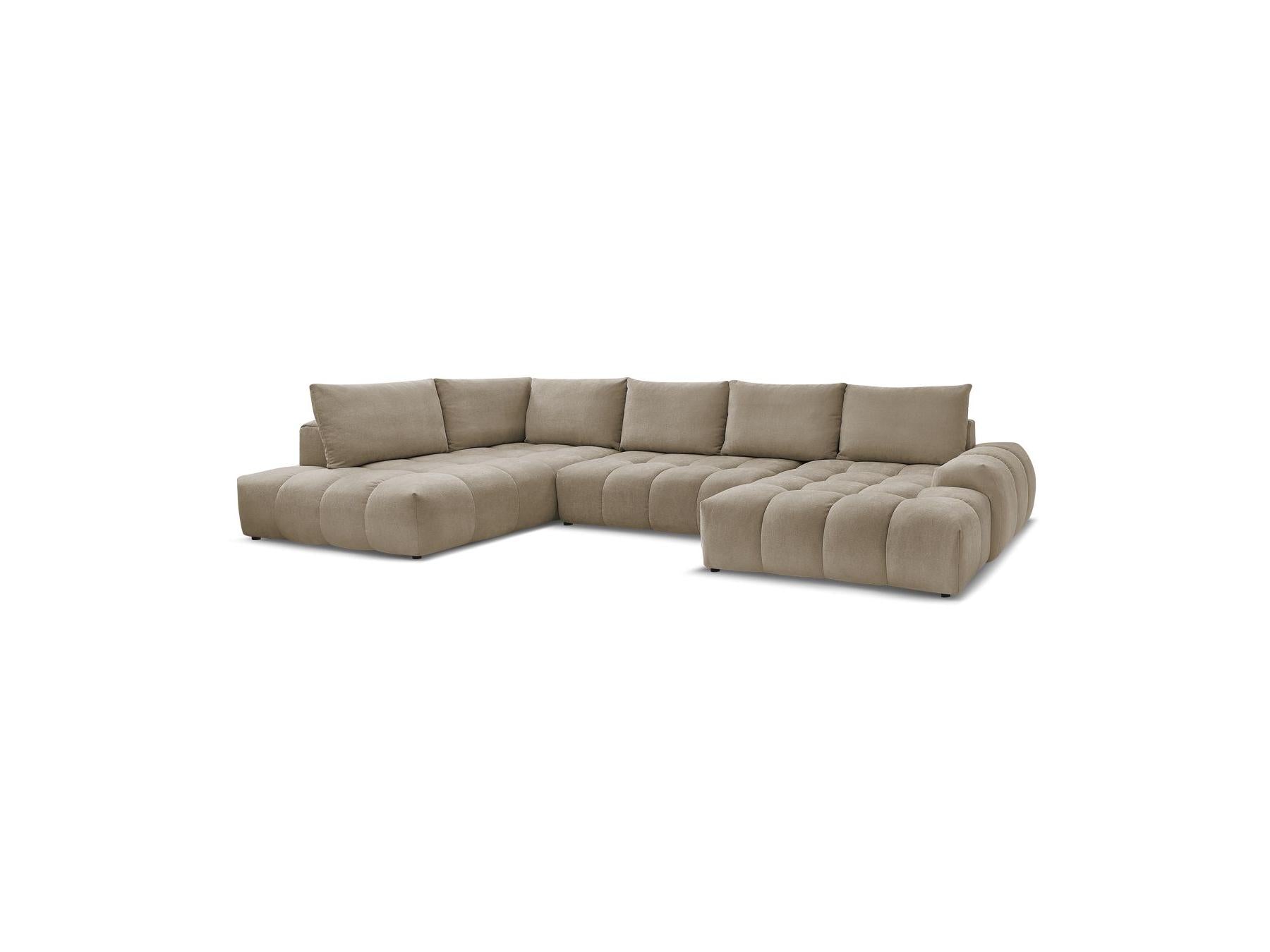 Everest - Panoramic Sofa Bed with Storage - Textured Fabric - Right-Hand Corner - 6 Cushions