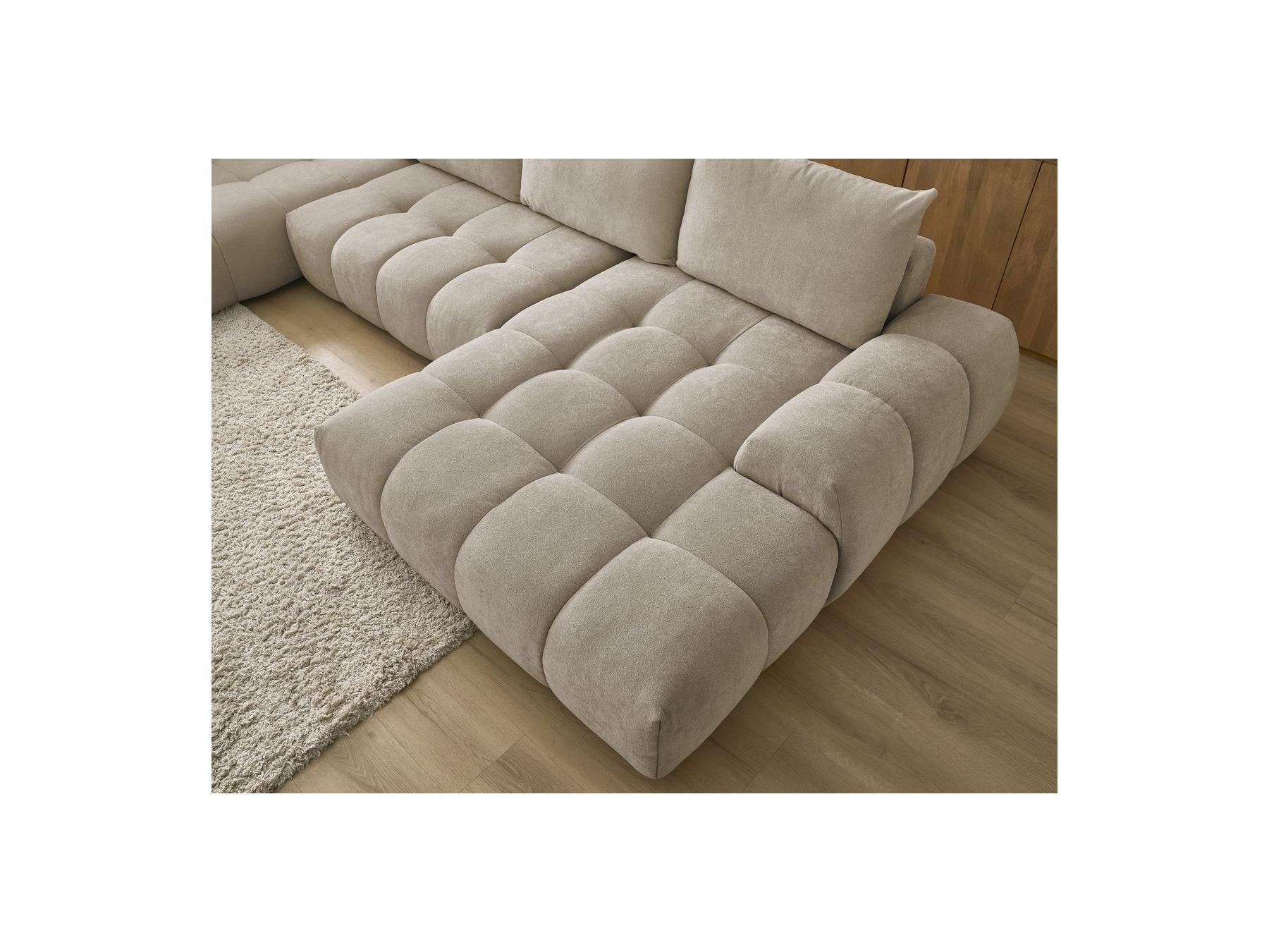 Everest - Panoramic Sofa Bed with Storage - Textured Fabric - Right-Hand Corner - 6 Cushions