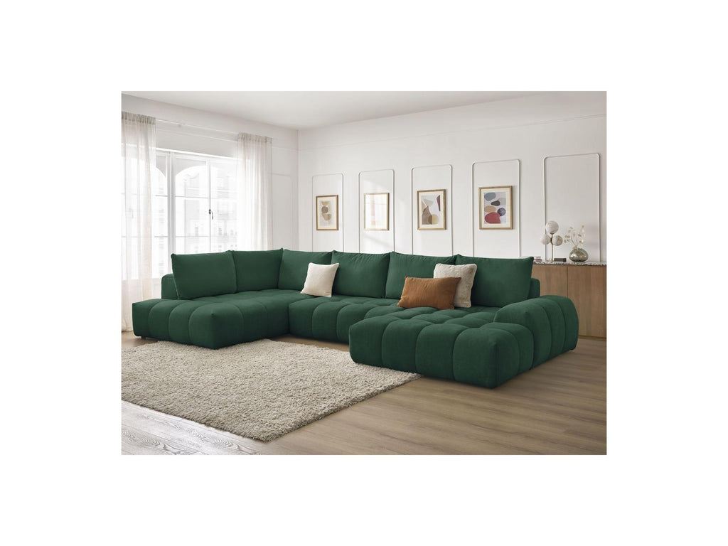 Everest - Panoramic Sofa Bed with Storage - Textured Fabric - Right-Hand Corner - 6 Cushions