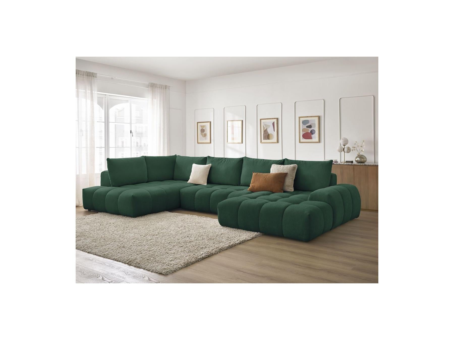 Everest - Panoramic Sofa Bed with Storage - Textured Fabric - Right-Hand Corner - 6 Cushions