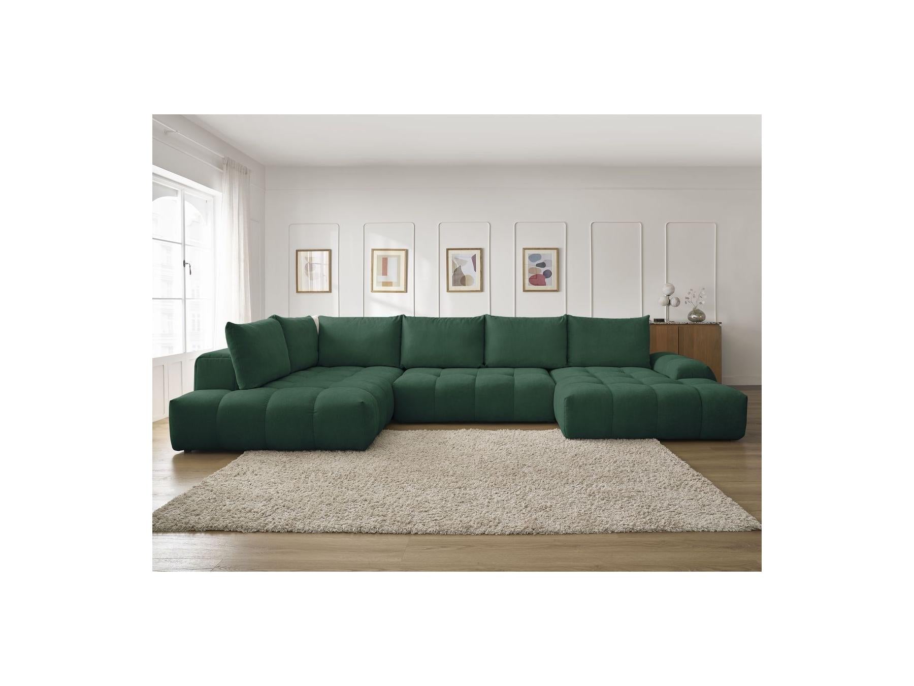 Everest - Panoramic Sofa Bed with Storage - Textured Fabric - Right-Hand Corner - 6 Cushions