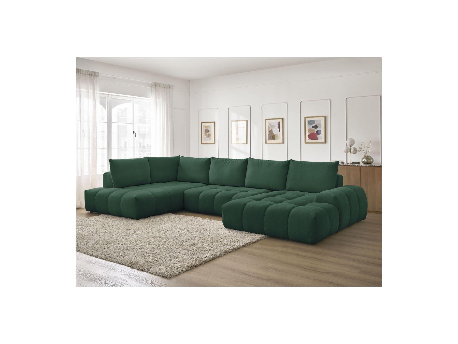 Everest - Panoramic Sofa Bed with Storage - Textured Fabric - Right-Hand Corner - 6 Cushions