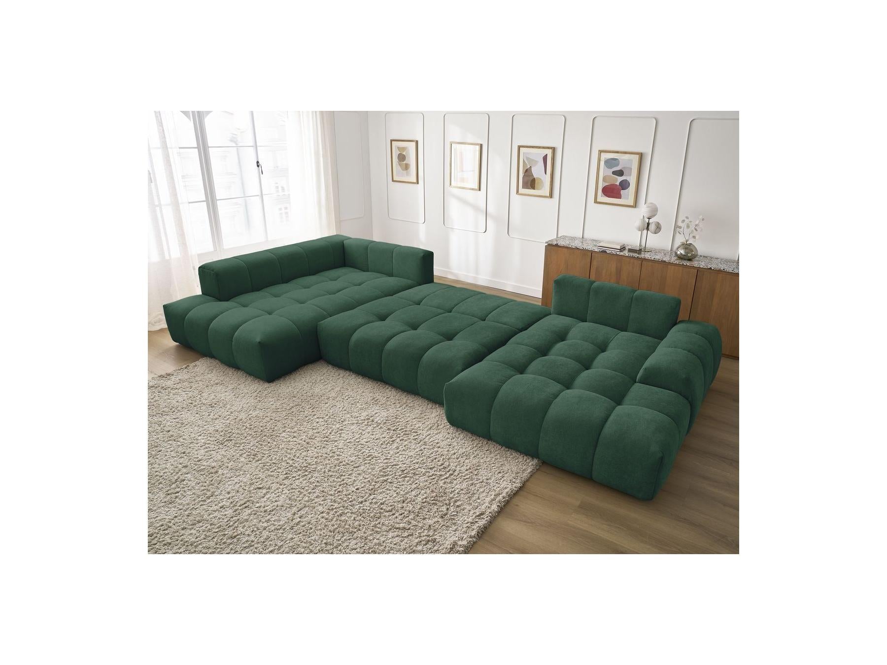 Everest - Panoramic Sofa Bed with Storage - Textured Fabric - Right-Hand Corner - 6 Cushions