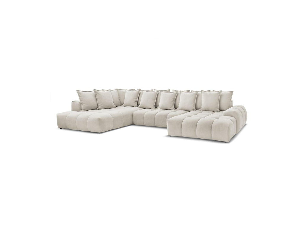 Everest - Panoramic Convertible Sofa with Storage - Textured Fabric - Right-Hand Corner - 14 Cushions