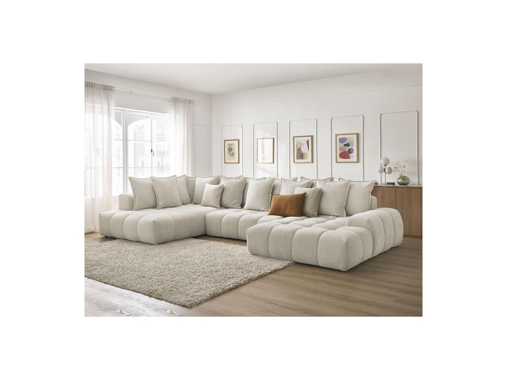 Everest - Panoramic Convertible Sofa with Storage - Textured Fabric - Right-Hand Corner - 14 Cushions