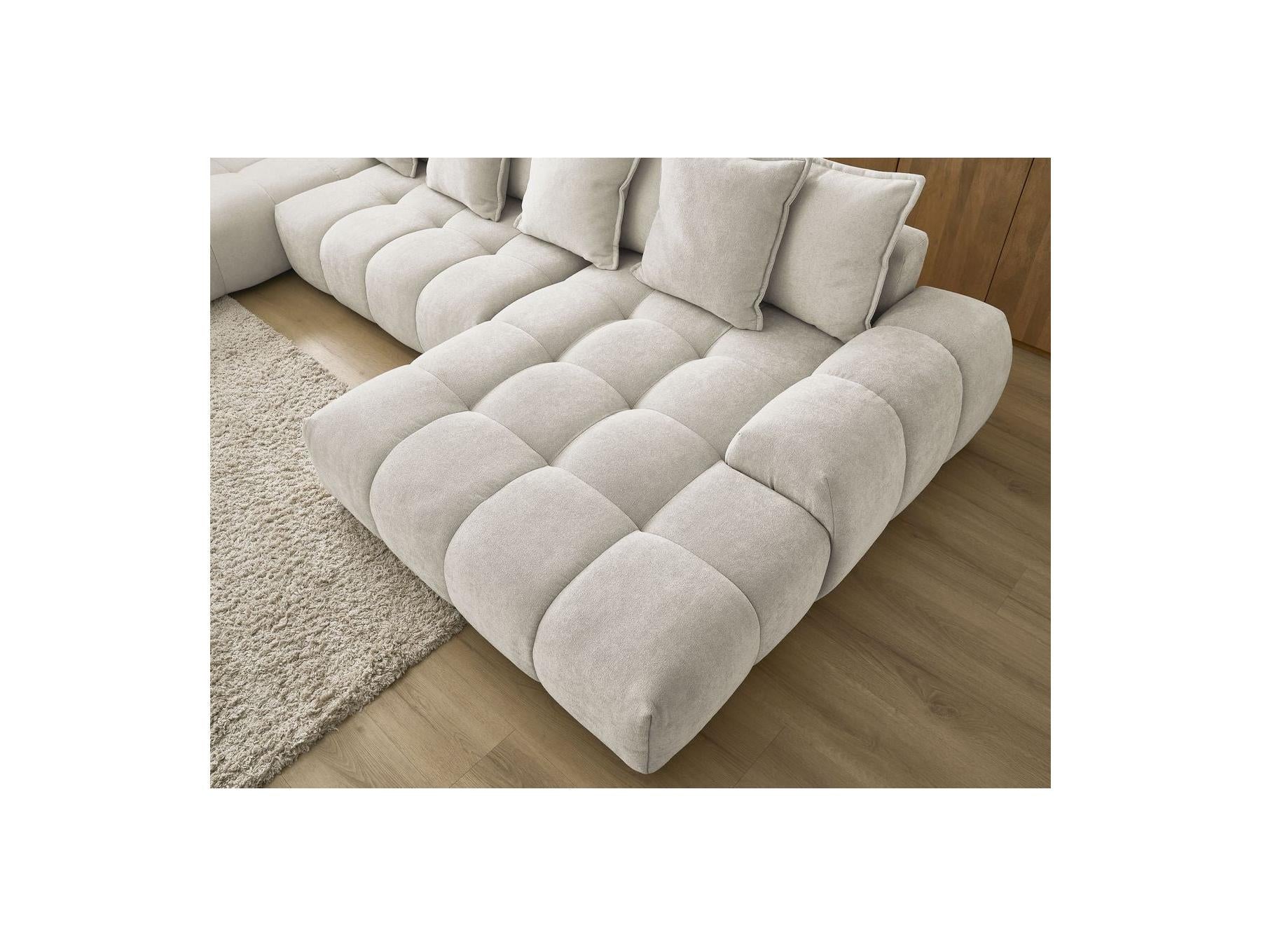 Everest - Panoramic Convertible Sofa with Storage - Textured Fabric - Right-Hand Corner - 14 Cushions