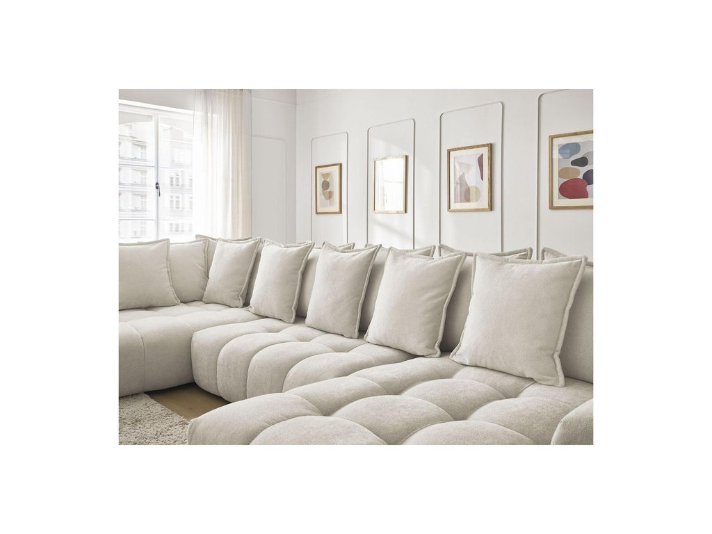 Everest - Panoramic Convertible Sofa with Storage - Textured Fabric - Right-Hand Corner - 14 Cushions