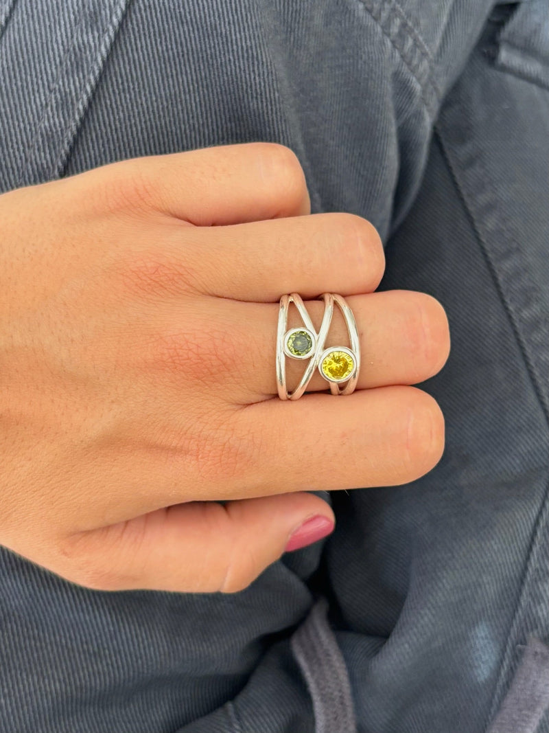 Anillo Love Verde Plata