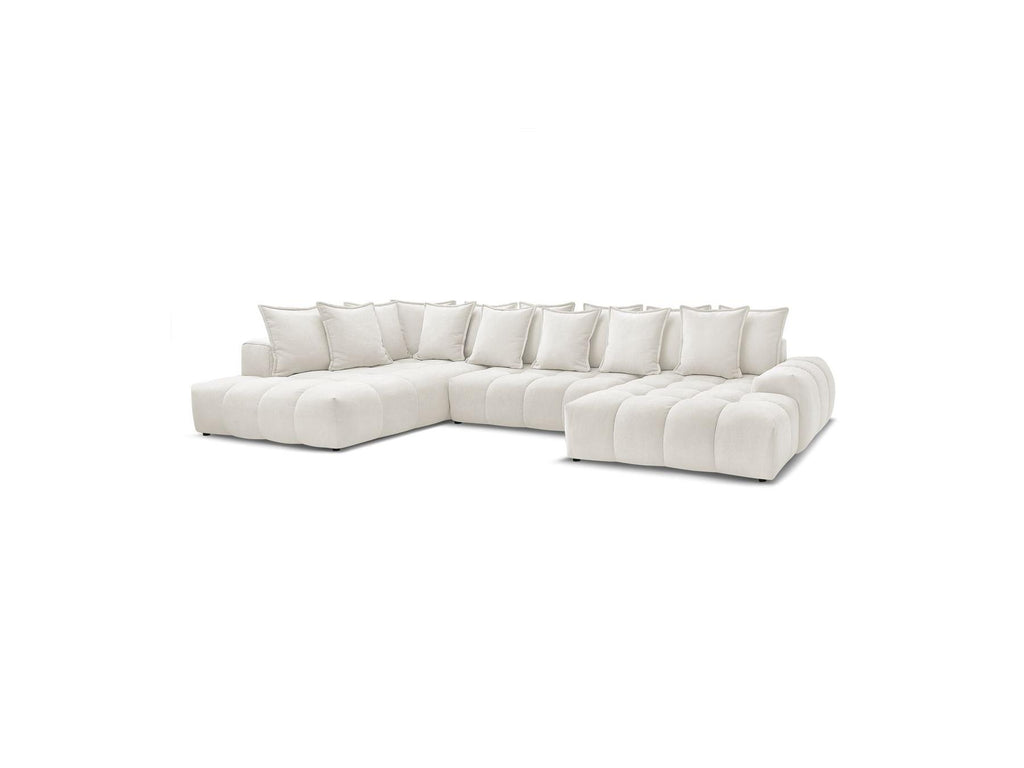 Everest - Panoramic Convertible Sofa with Storage - Textured Fabric - Right-Hand Corner - 14 Cushions