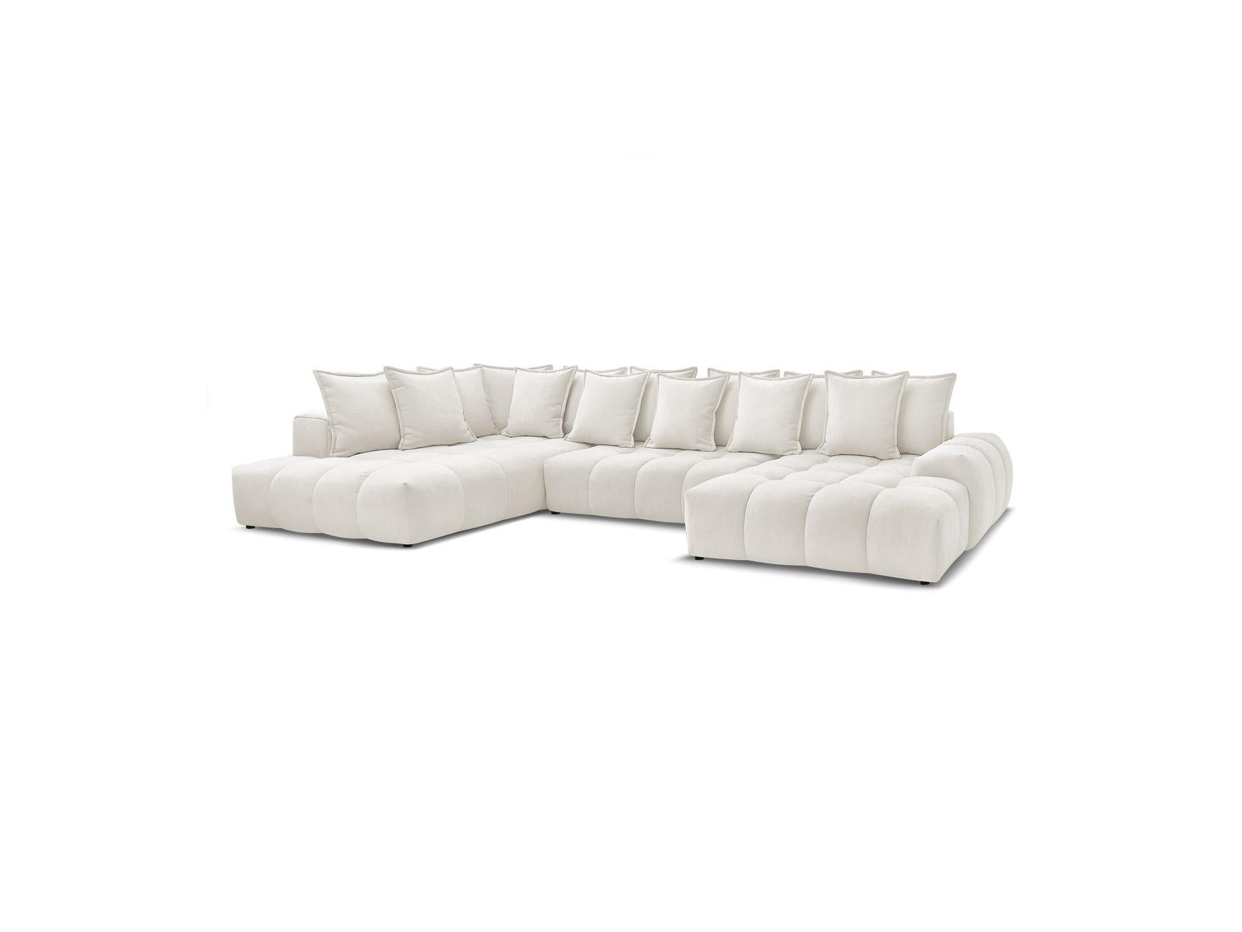Everest - Panoramic Convertible Sofa with Storage - Textured Fabric - Right-Hand Corner - 14 Cushions