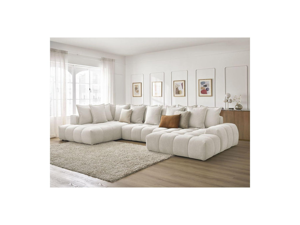 Everest - Panoramic Convertible Sofa with Storage - Textured Fabric - Right-Hand Corner - 14 Cushions