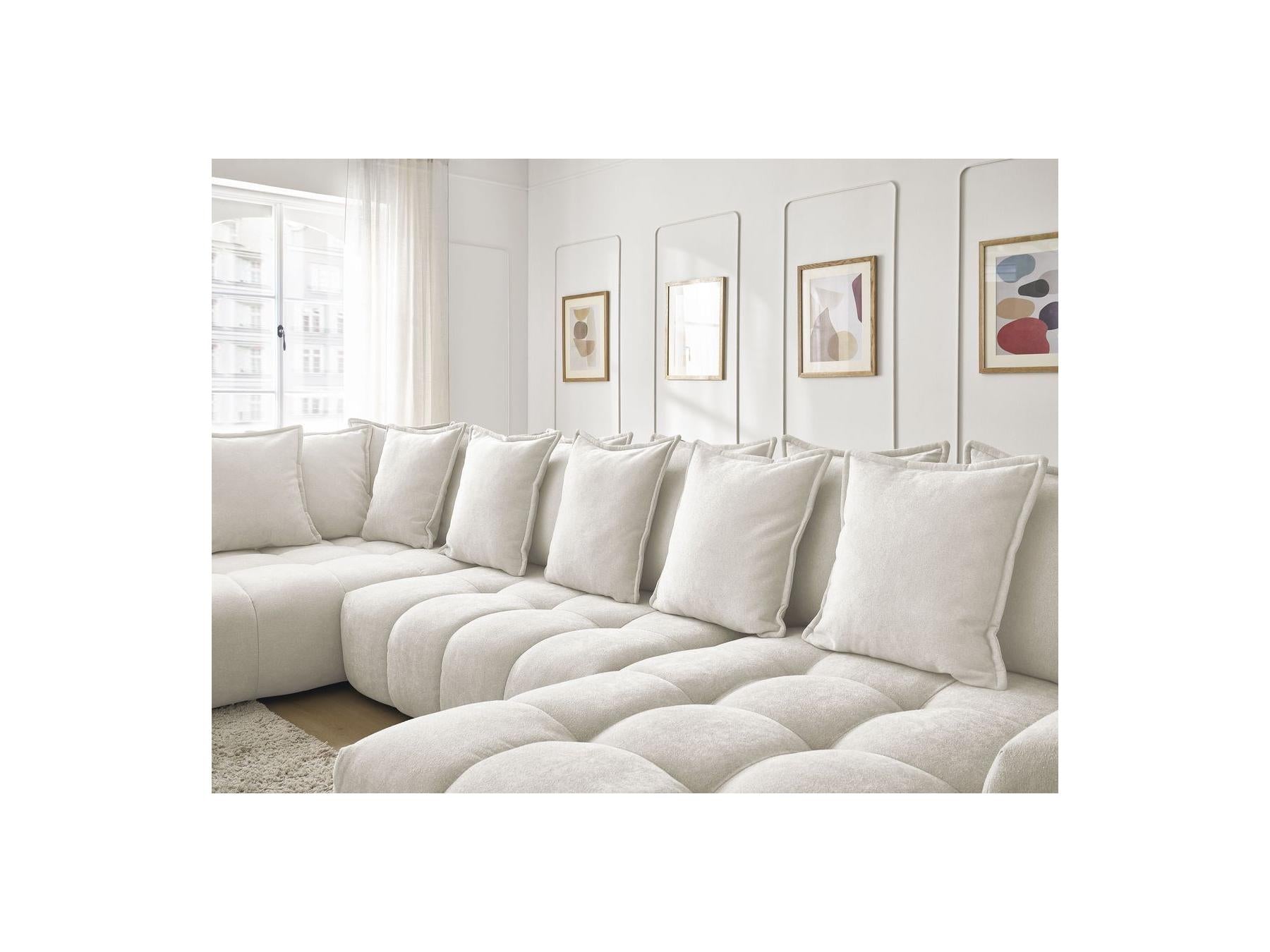 Everest - Panoramic Convertible Sofa with Storage - Textured Fabric - Right-Hand Corner - 14 Cushions
