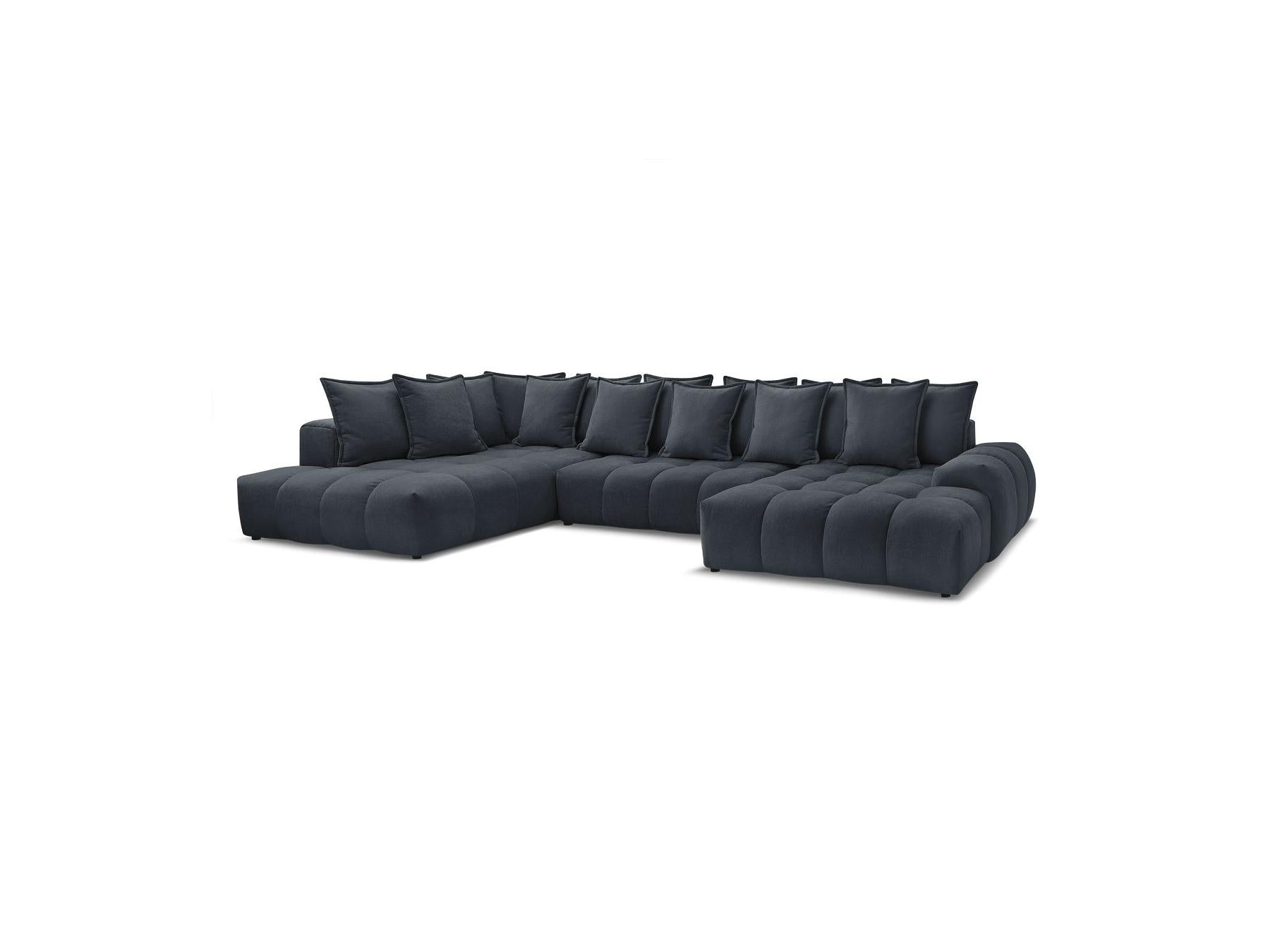 Everest - Panoramic Convertible Sofa with Storage - Textured Fabric - Right-Hand Corner - 14 Cushions